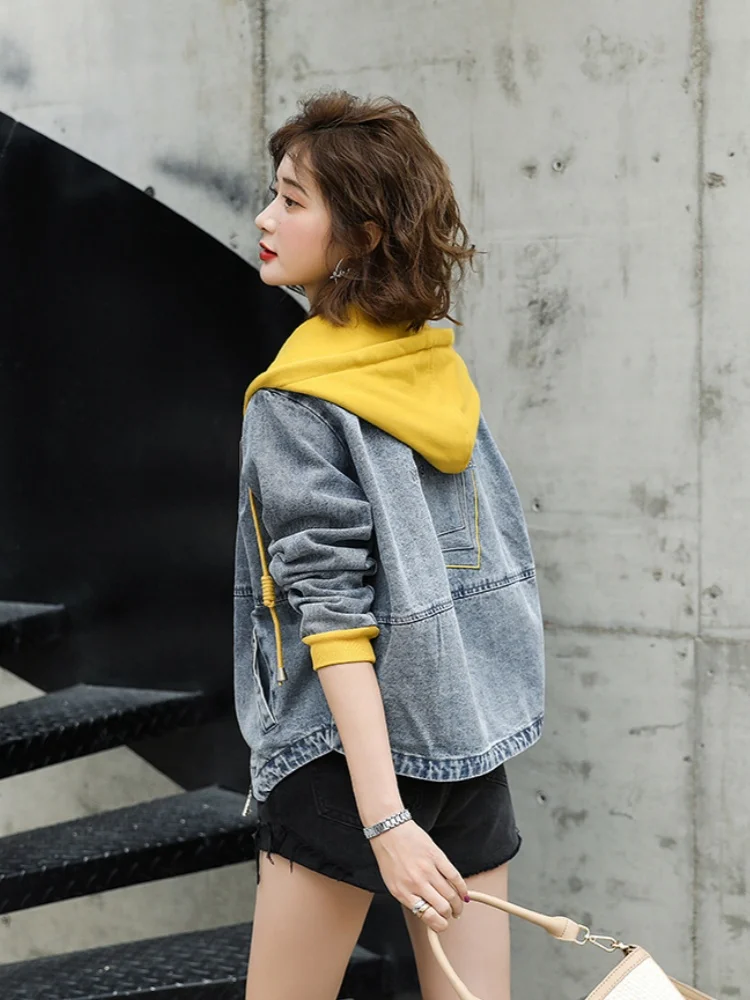 レディース オルト デニム ジャケット ルーズフィット フード付き カジュアル ベースボール スタイル 春秋 ファッション 韓国版 大きいサイズ トップス