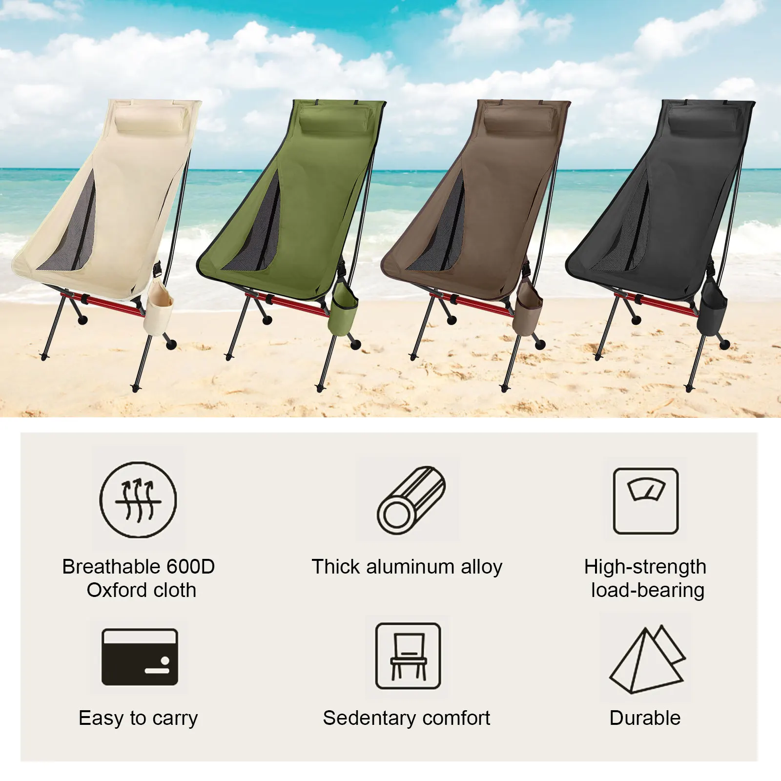 New Upgraded Outdoor Folding Chair Widened Outdoor Folding Chair Portable Leisure Sketching Beach Camping Fishing Aluminum Alloy