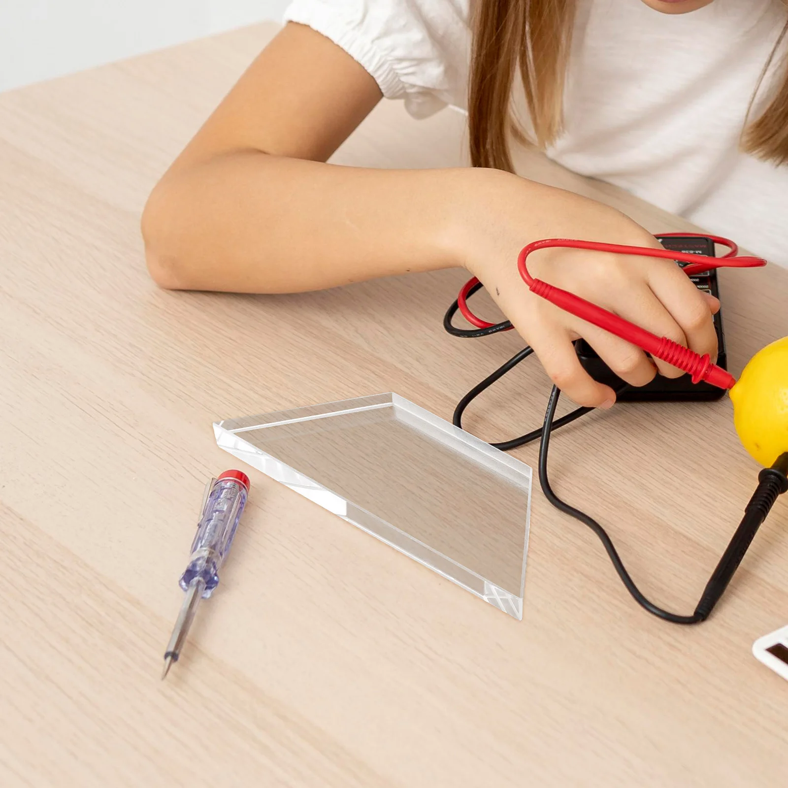 

Trapezoid Physics Optical Lens Glass Clear Transparent for School Science Experiment Lab Daily Use Optical Accessory