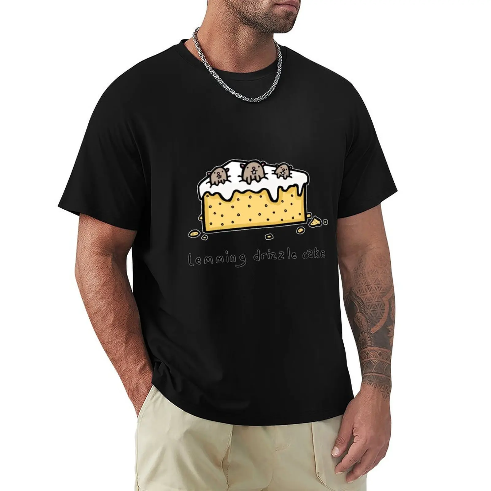 Lemming Drizzle Cake T-Shirt Trendy Print Short Sleeve T-Shirt