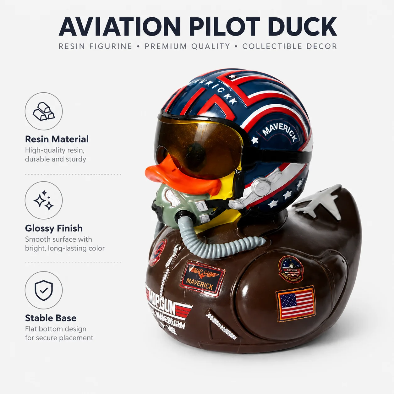 TOP GUN Aviator Duck Resin Figurine 40th Anniversary 1986-2026 Pilot Helmet Desktop Ornament Collectible Gift