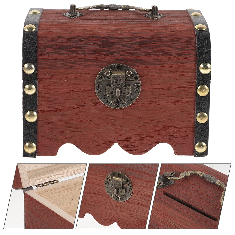

Treasure Chest Piggy Bank Kids Lockable Coin Box Vintage Style Money Bank for Boys Girls Coin Storage Box Decorative Chest