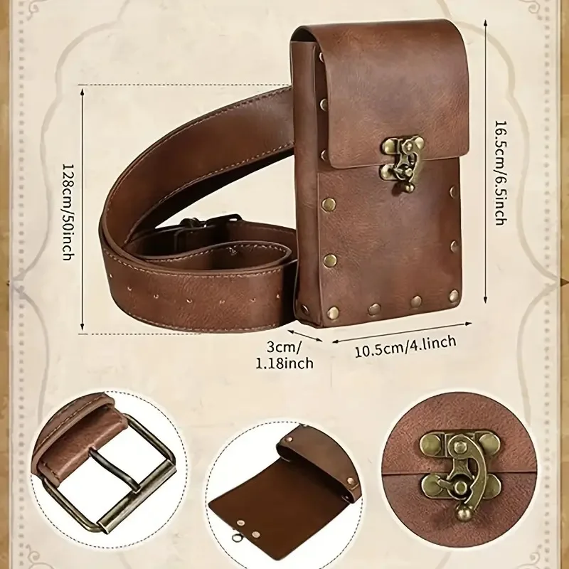 

Medieval Steampunk Phone Bag Renaissance Waist Pack Cosplay Sports Fanny Pack Accessory