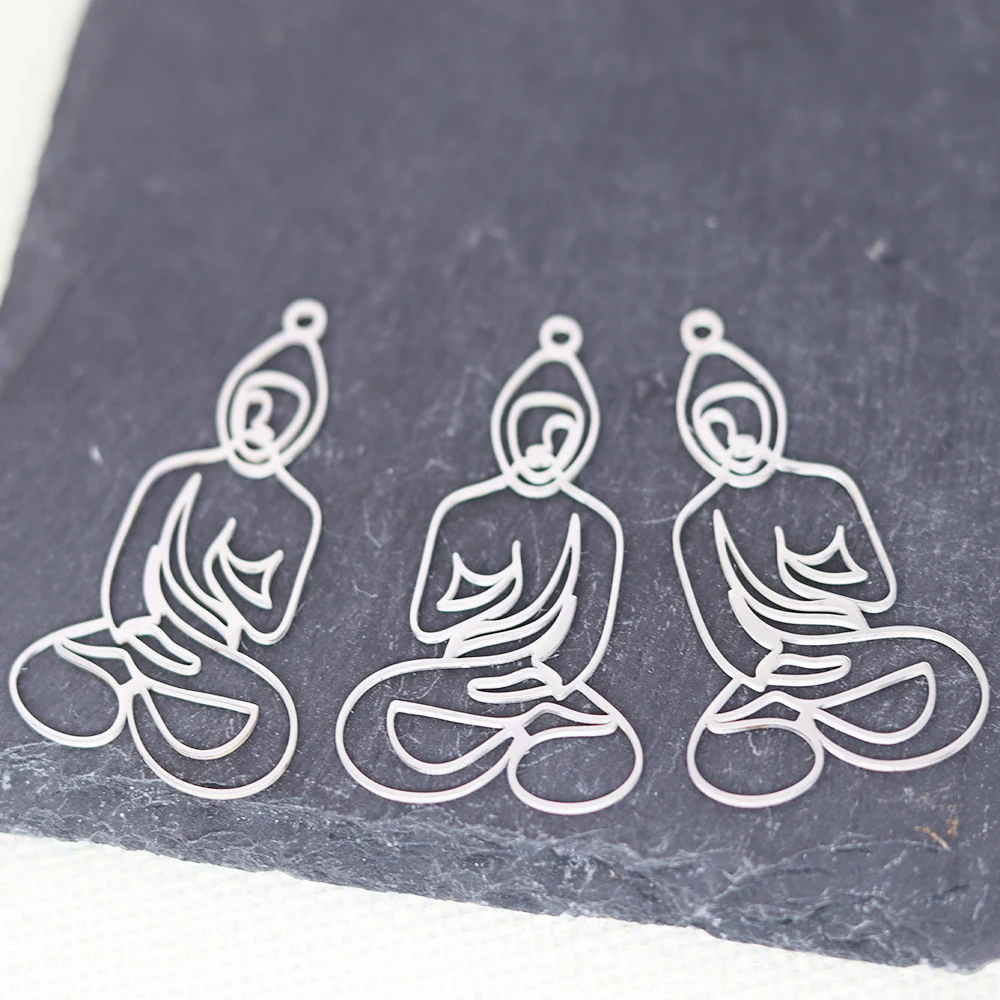 3pcs Yogo Buddhism Charms Stainless Steel Pendant For Jewelry Making DIY Earrings Necklace Accessories