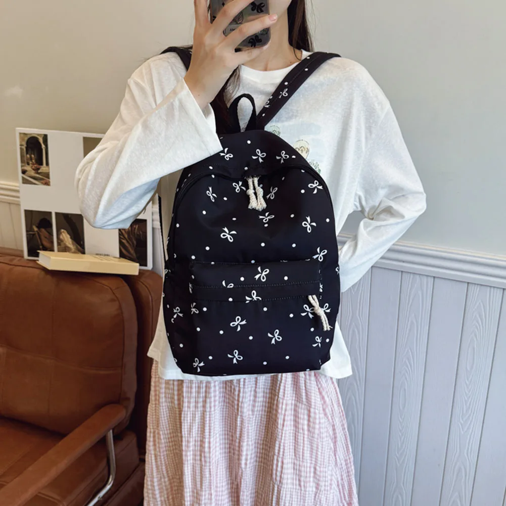 Conjunto de mochila sencilla con bolso y estuche para lápices, bolso escolar que combina con todo, bonito mochila con lazo, mochila escolar para exteriores, 3 uds.