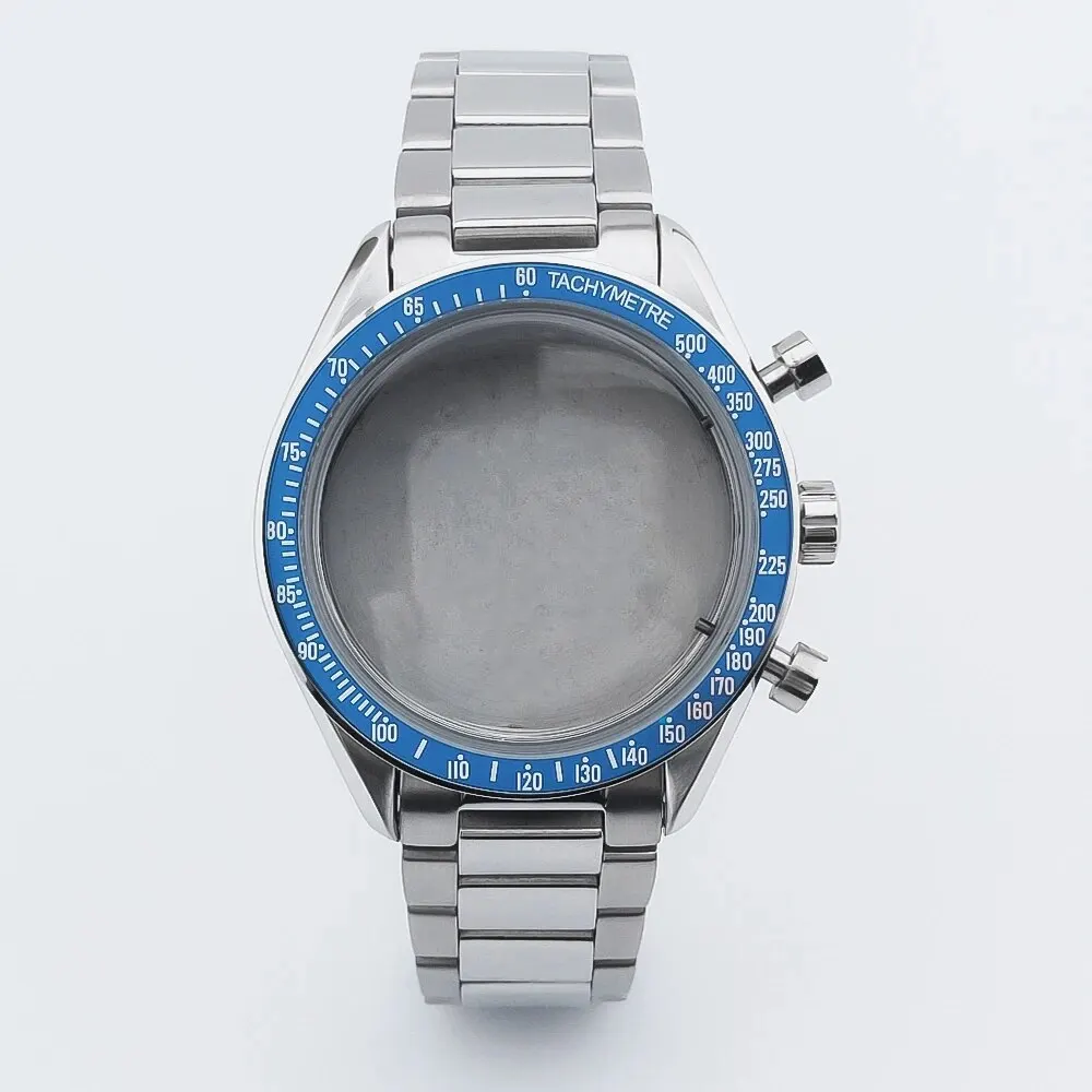 NEITON 40mm Dome Glass Silver Blue Black Square Watch Case Stainless Steel Fit VK63 Quartz Movement image 3