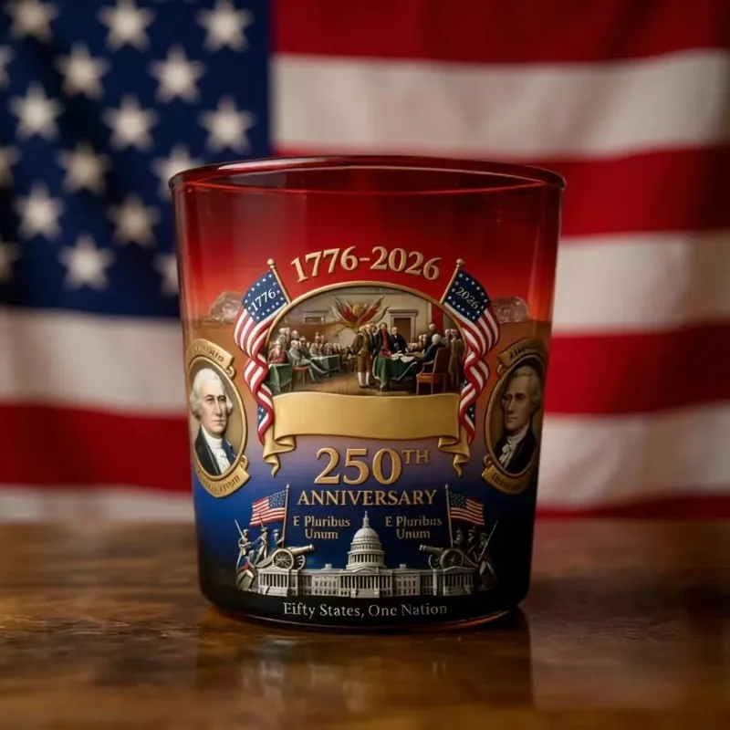America 250th Anniversary Whiskey Glass 1776-2026 Patriotic Bourbon Tumbler USA Independence Day Commemorative Gift