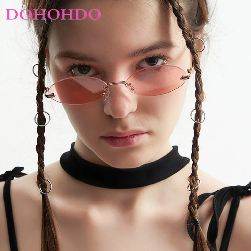 DOHOHDO Unisex Retro Small Frame Oval Sunglasses 2024 Fashion Designer Sun Glasses Vintage Shades Eyeglasses Accessories UV400