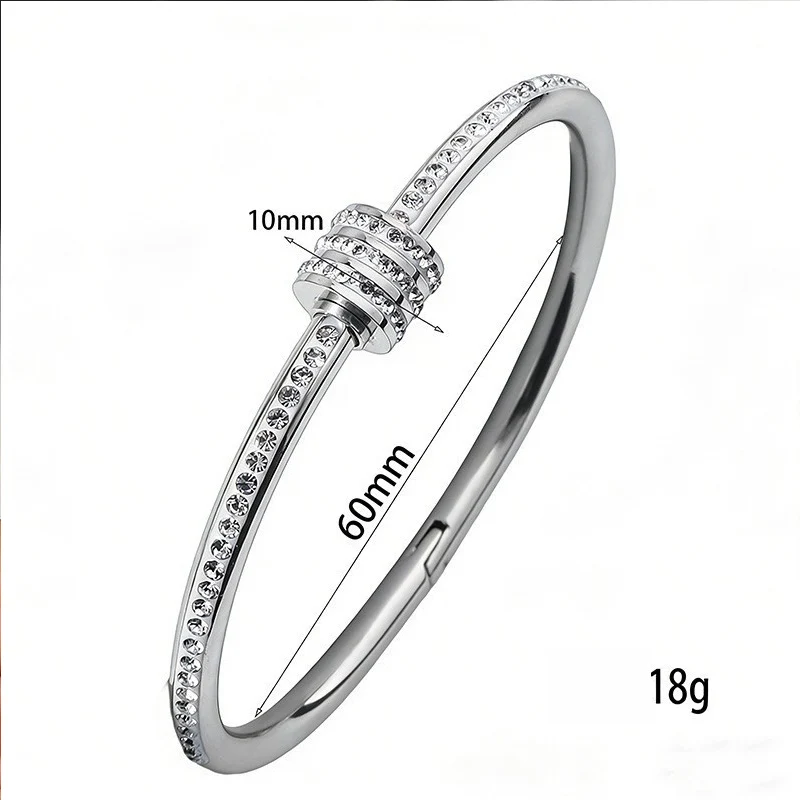 Luxuriöses Edelstahl-Armreif mit Zirkonia für Damen, Silberbeschichtetes Kleeblatt-Design, Offener Armreif, Wasserfest, Nicht Verblassend, Schmuck