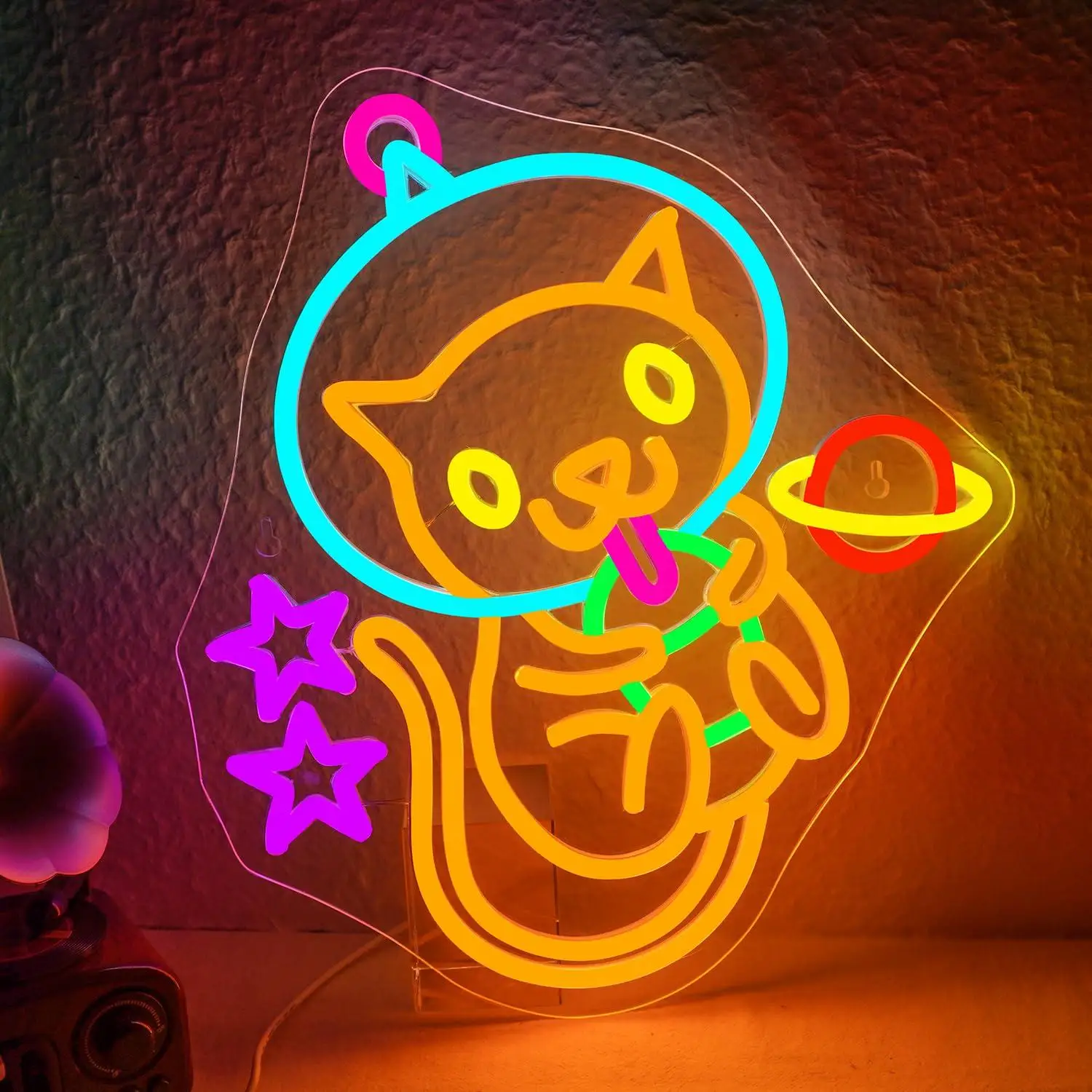 Astronaut Boba Tea Cat Neon Sign Stars Asteroids Anime Led Light Sign for Bedroom Dimsum Store Cofes Bar Milk Tea Shop