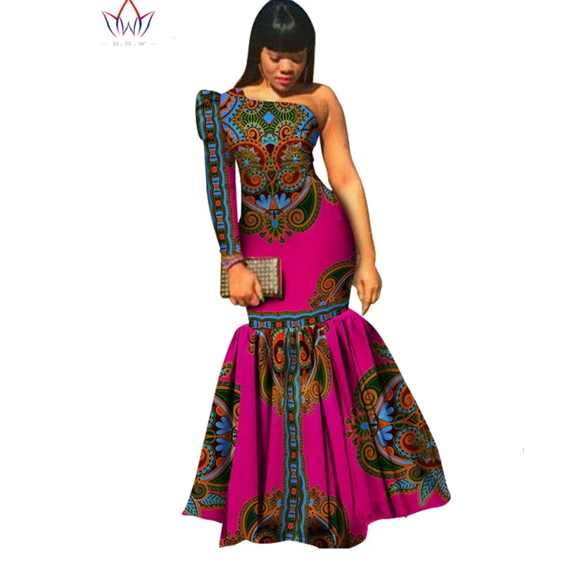 

Stock Size Low Price African Women Dashiki Vestidos African Bazin Riche Dress for Women Cotton Print Mermaid Long Dress WY346