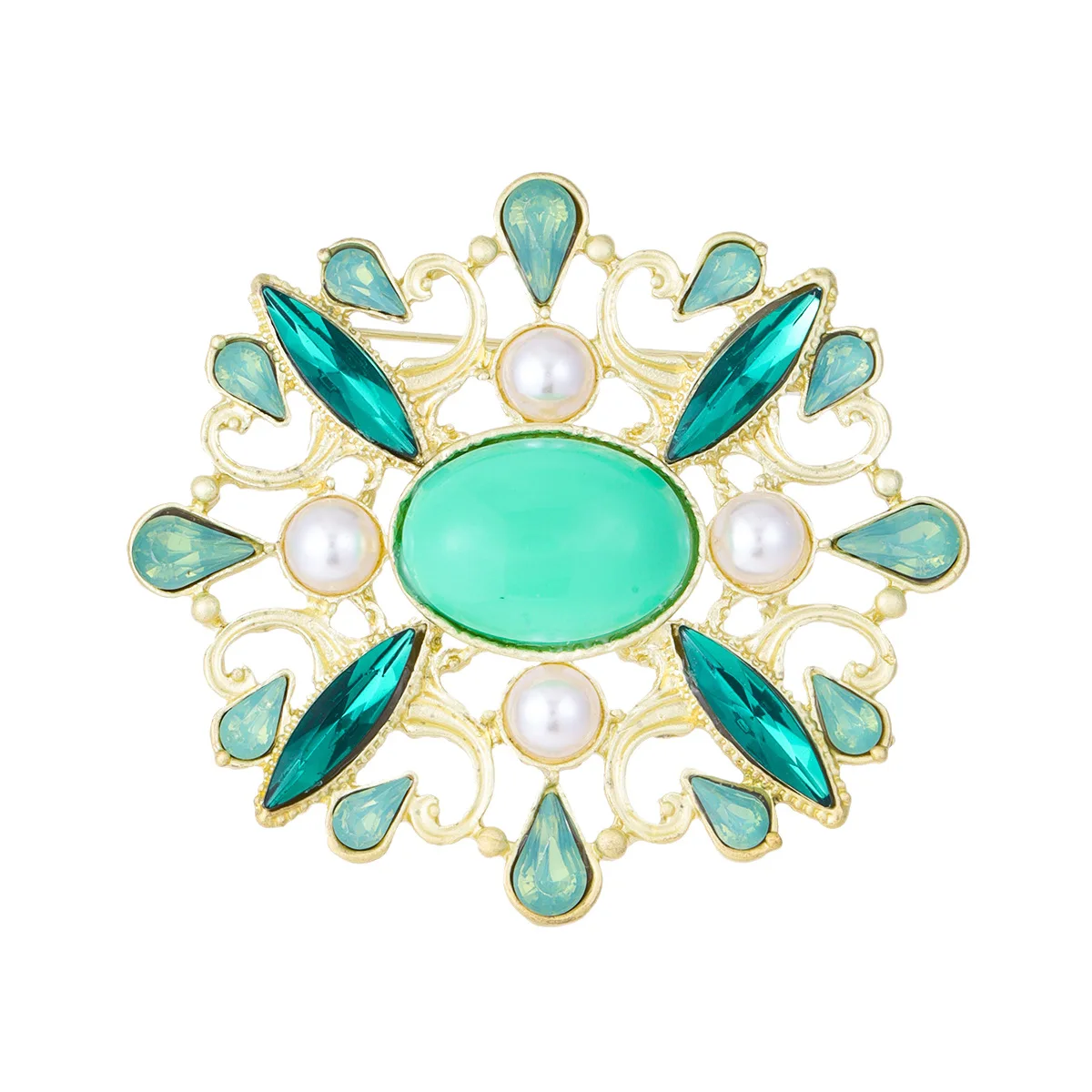 

Fashionable Baroque Emerald Brooch, Women's Western-style Pearl Pin, Anniversary And Important Occasion Decoration