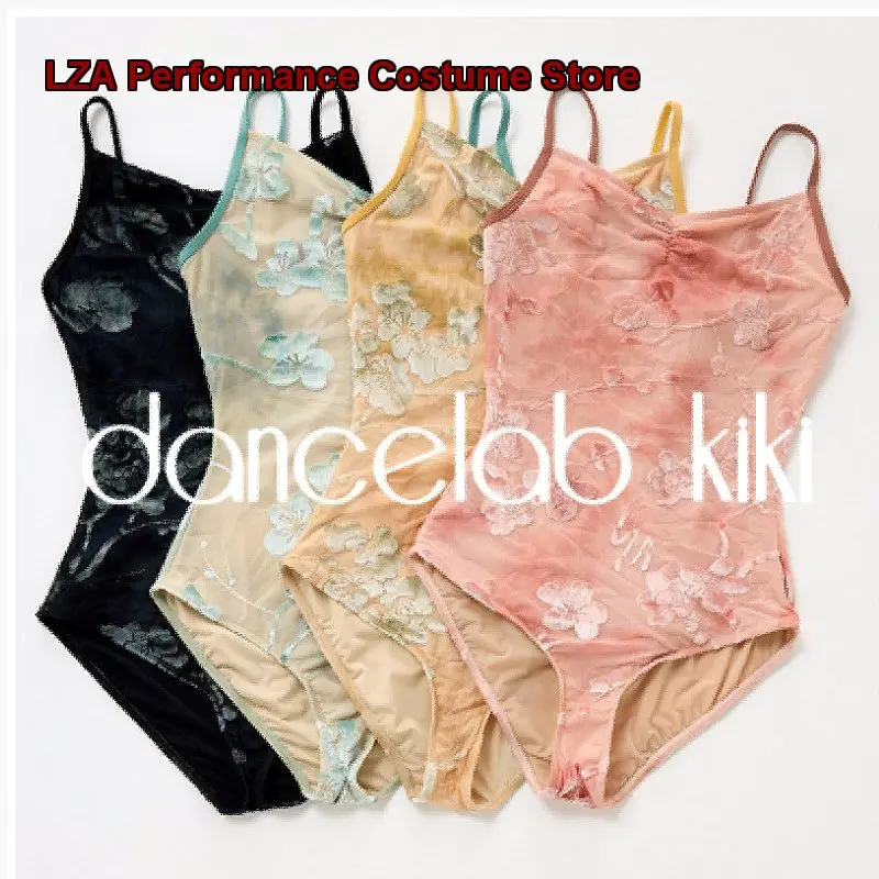 Dancelab Kiki Chinese Style Basic Training Beginner Body Suit Velvet Spaghetti Strap Women's Adult