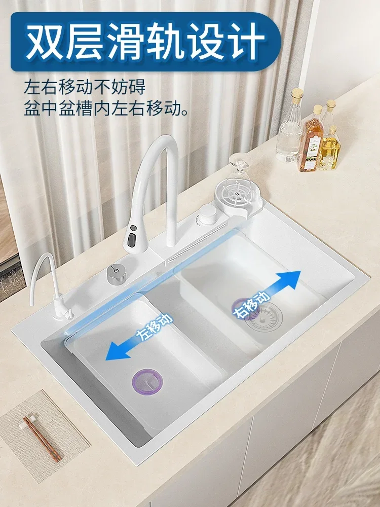 

WWWhite Раковина Большая Одиночная Раковина Ручной Работы Нано Нержавеющая Сталь Раковина Для Умывания Овощей Кухонная Раковина Бытовая