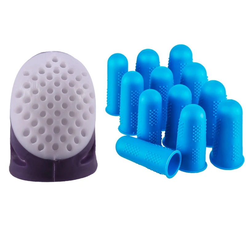 1 Pcs Thimble Finger Protector Quilting Craft & 12 Pcs Hot Melt Adhesive Finger Caps Silicone Finger Protectors