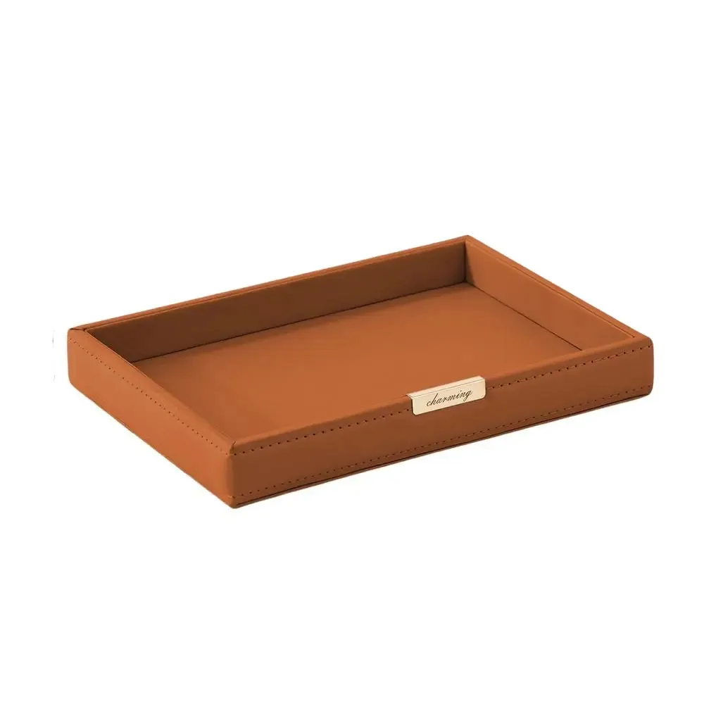 

Creative Nordic Desktop Storage Tray Square Leather Cosmetic Storage Basket Multifunctional Elegant Tray Home