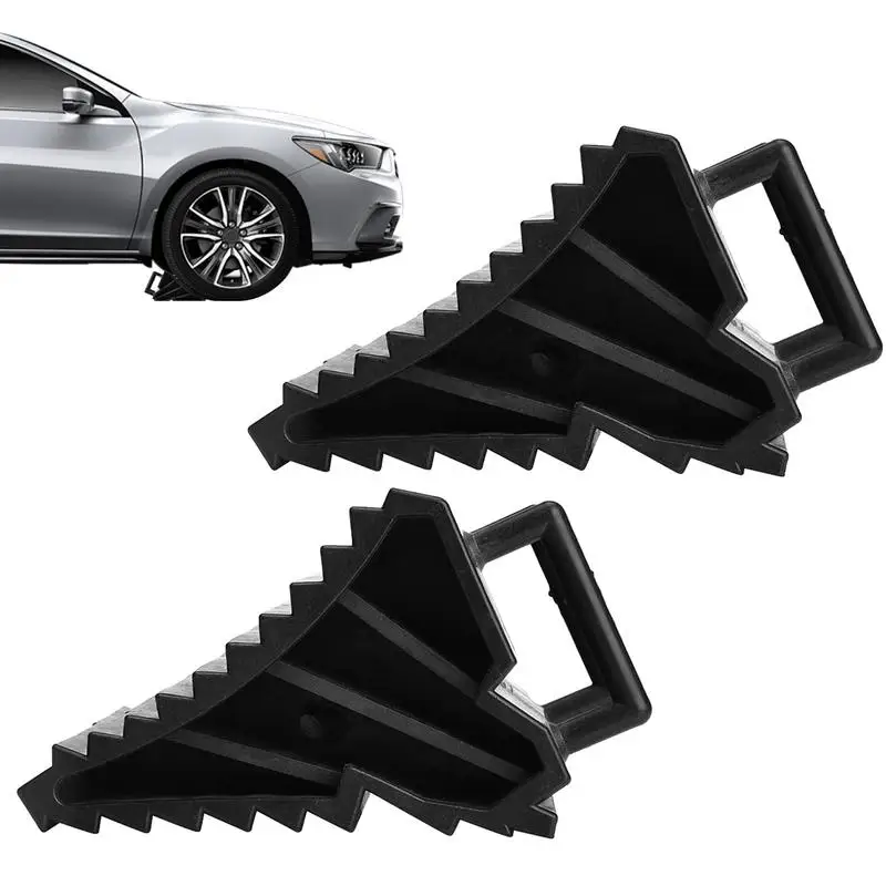 Portable Wheel Chock with Handles Car Trailer Truck Wheel Tire Chocks Block Anti Slip Rubber Wheel Chocks Stopper Parking Wedges