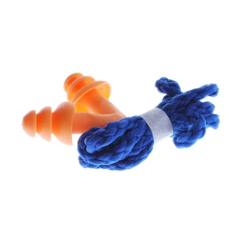 10pcs/lot Silicone Waterproof Reusable Noise Proof Earplug Corded Ear Plugs Protector for Swimming with Anti-lost Rope