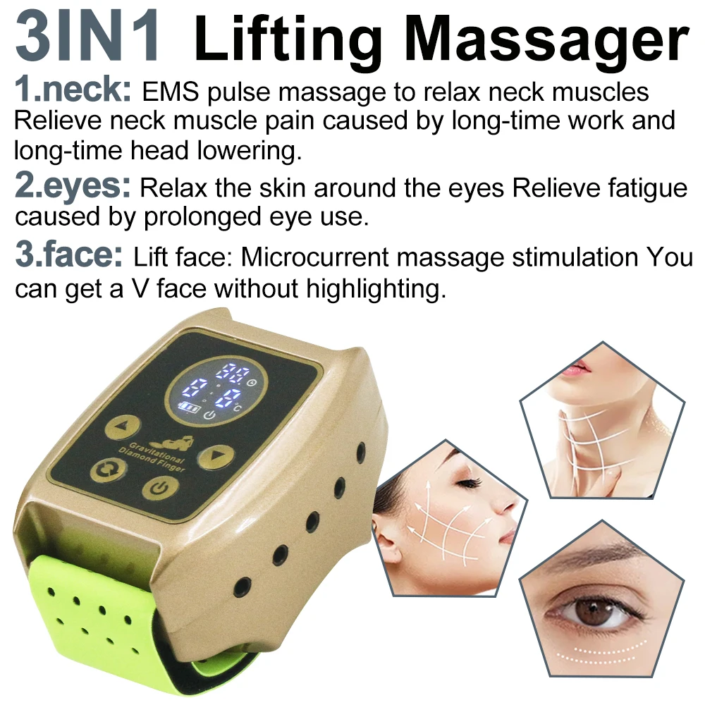 Nieuwe microstroom Golden Finger Face Lifting body massager Gravitational Diamond Finger EMS Beauty Machine