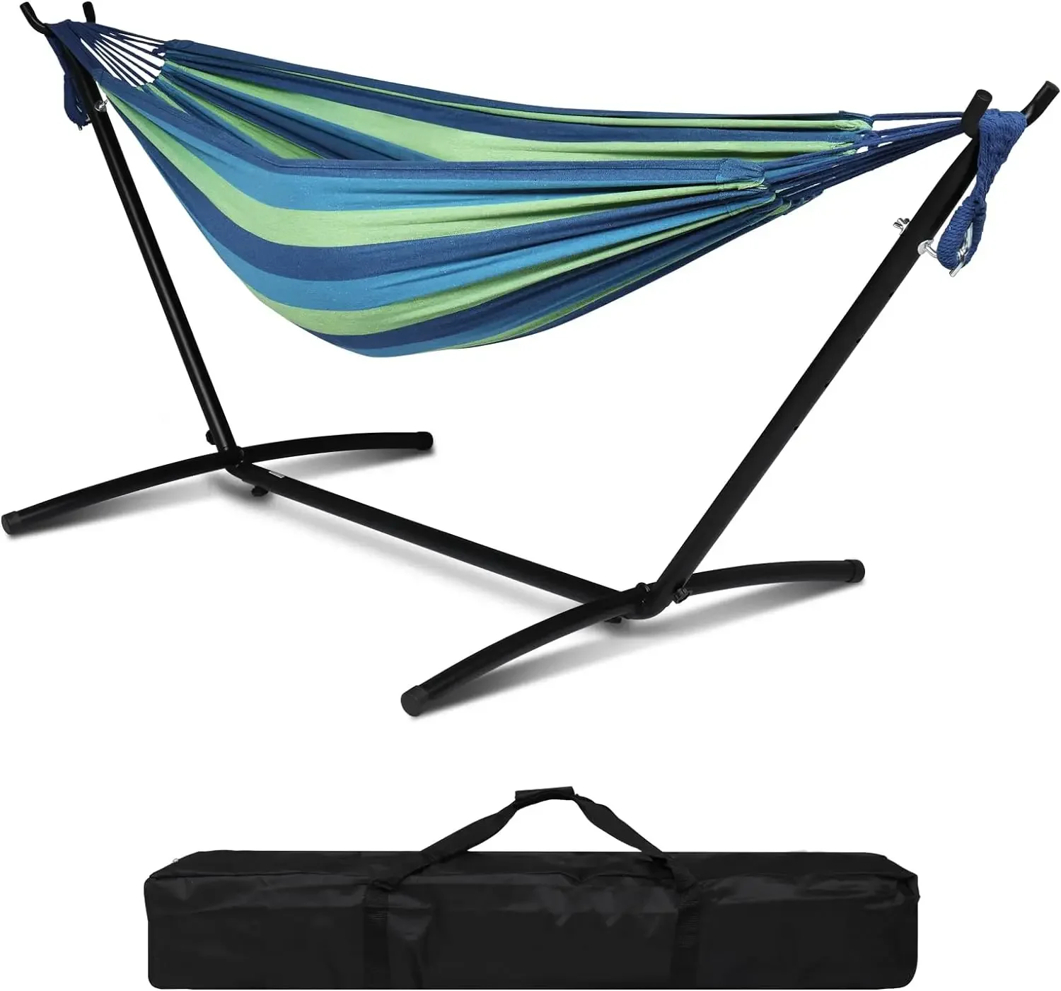 

Heavy Duty 550 LBS Double Hammock with Stand Included with Portable Carrying Bag, Upgraded 2 Person Hammock