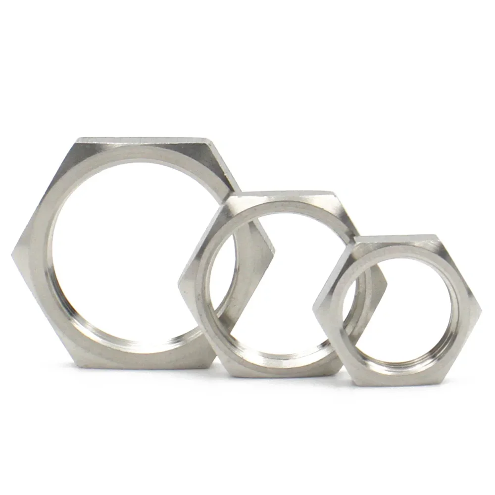 5pcs 304 Stainless Steel Hex Lock Nut M8 M10 M12 M14 M16 M18 M20 M22 M24 M25 -M40 Pipe Fitting Pitch 1mm 1.5mm Metric Female