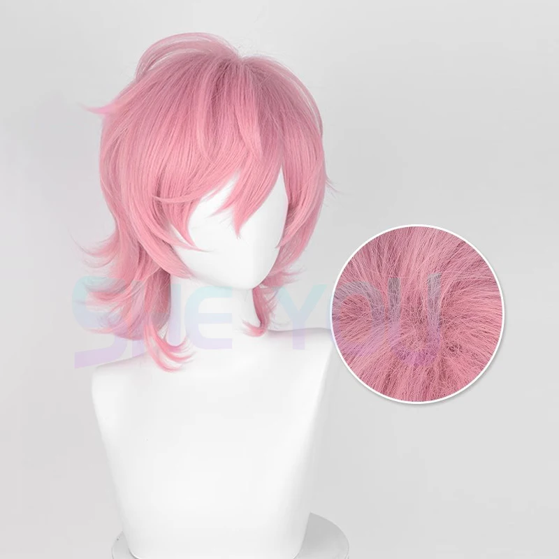 Anime  Ayato Yuri Cosplay Wig 40cm Short Pink Hair Heat Resistant Synthetic Hair Halloween Party Wigs + Wig Cap