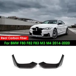 Real Dry Carbon Fiber Front Bumper Lip Spoiler Splitters For BMW F80 F82 F83 M3 M4 2014-2020 Car Styling Splitter Flap Cupwings