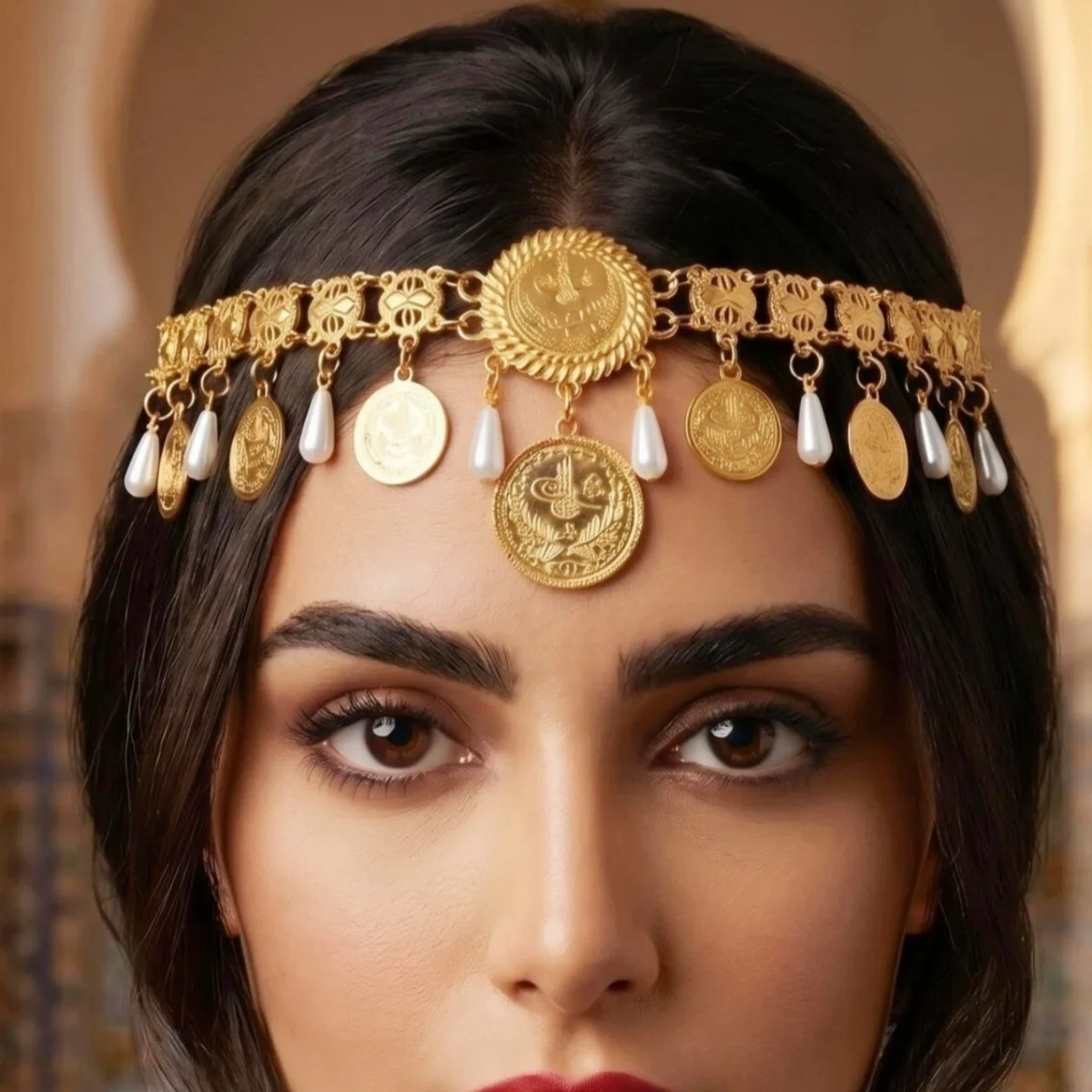 クルドヘッドピースジュエリー エジプト風ゴールドカラー メタ - Women'S Egyptian Accessories のレビューと価格