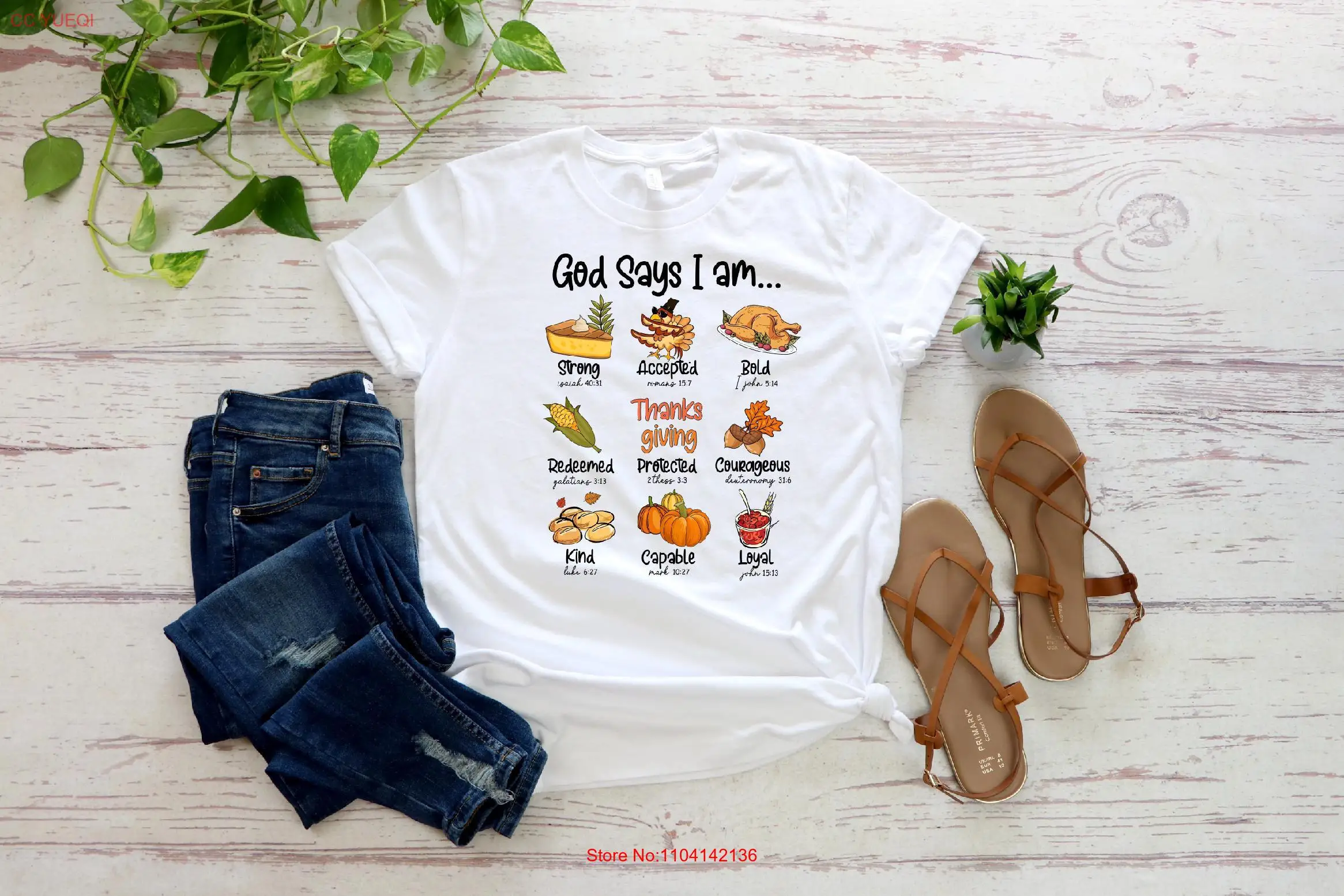 

Thanksgiving God Says I Am T Shirt Bible Verses Fall Pumpkin Christian Religious Turkey long or short sleeves
