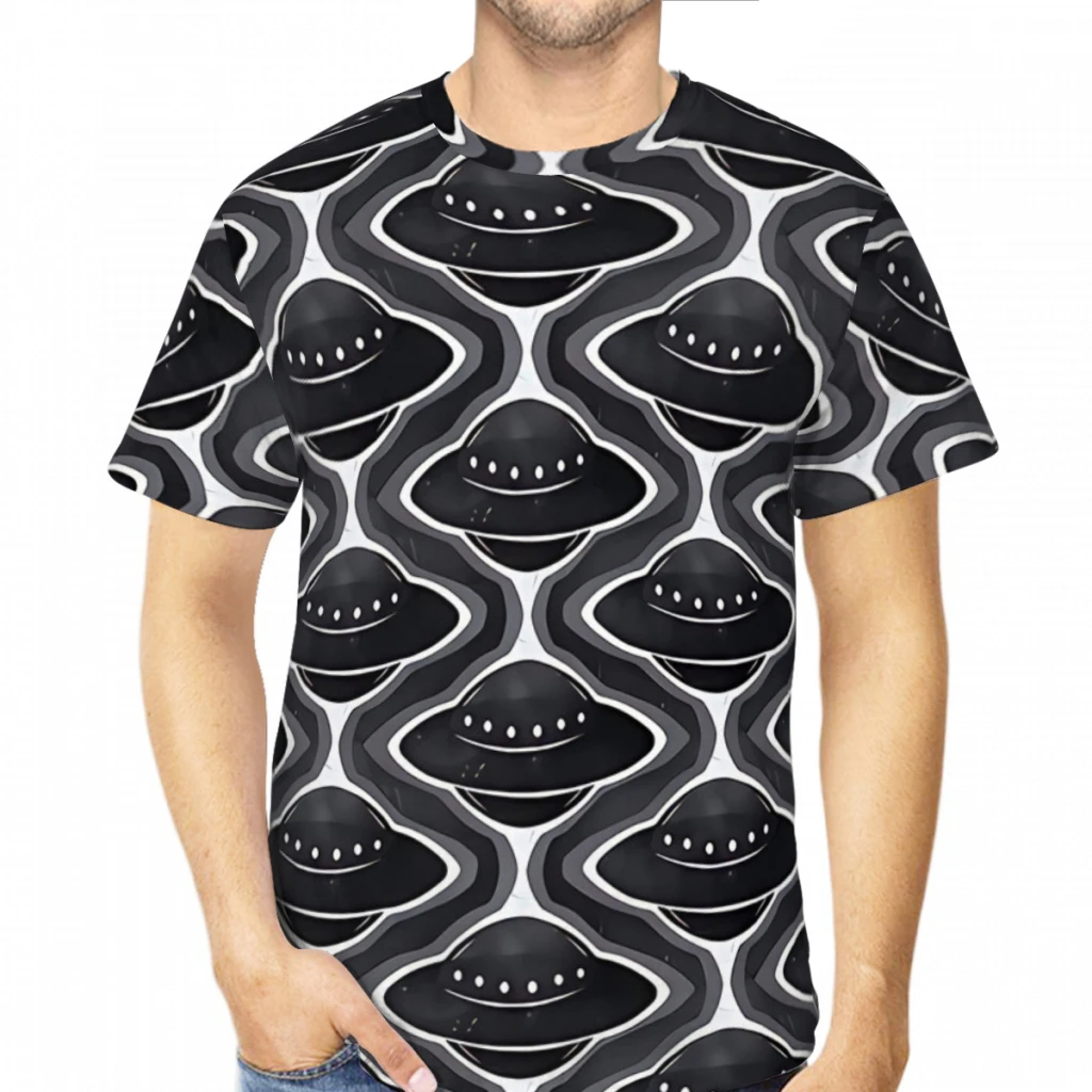 Ogee A UFO Summer Mens T Shirts Alien UFO Pattern 3D Printed Polyester Tshirt Quick-drying Short Sleeve Breathable Clothes