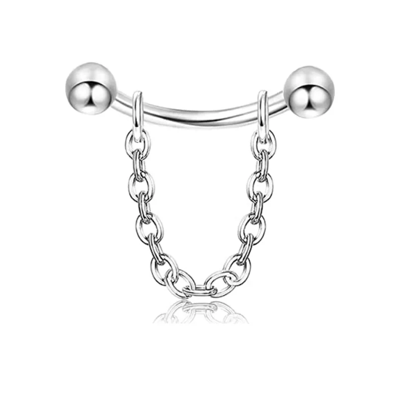 1PC Curved Rod Eyebrow Piercing Chain Helix Piercing Ear Piercing Nose Bridge Piercing Jewelry New Arrival 16G Body Piercing