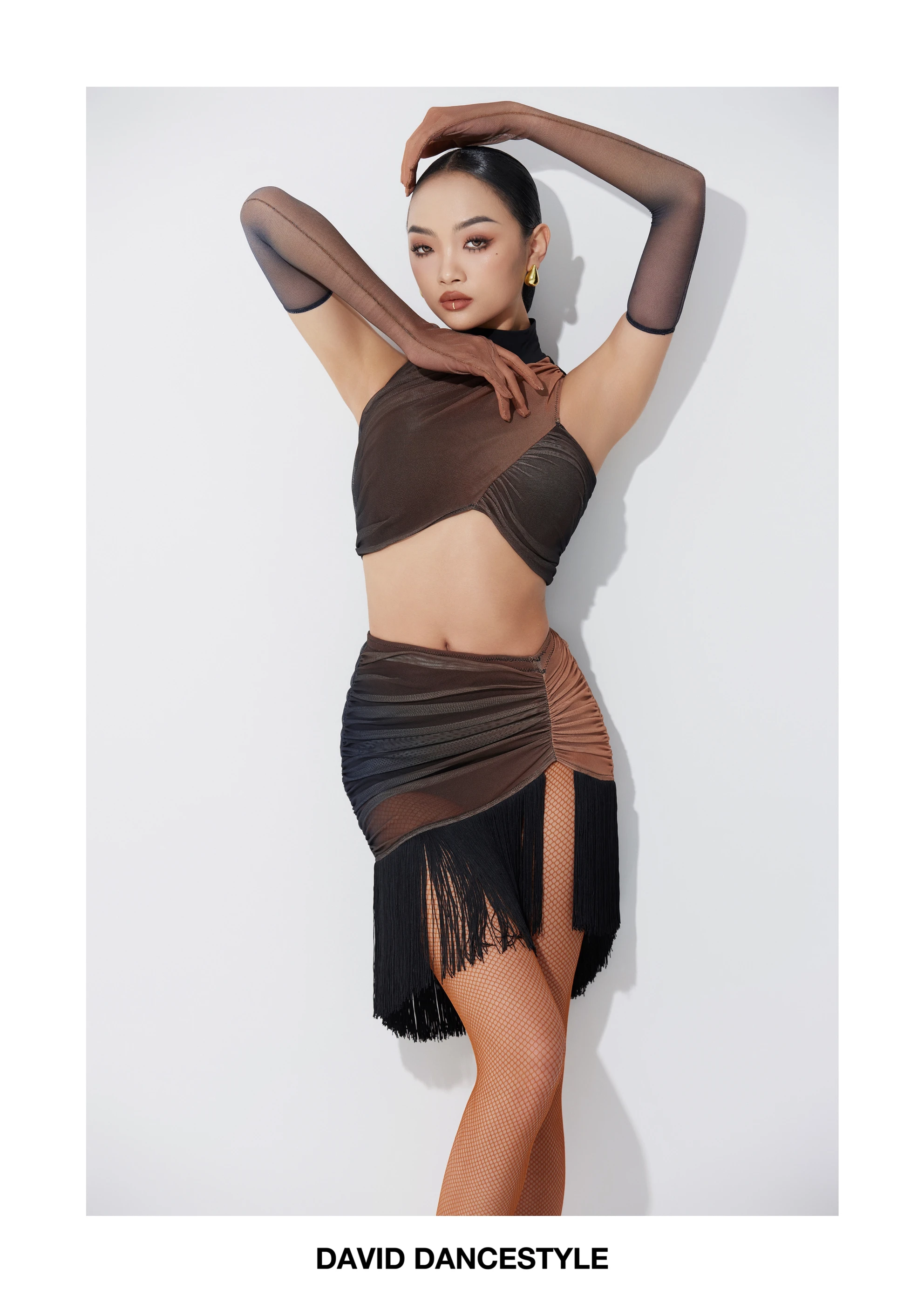 

UK Latin Dance Set Professional Ladies Sleeveless Bodycon Fringe Outfit for Training Practice & Group Classes Ballroom dance