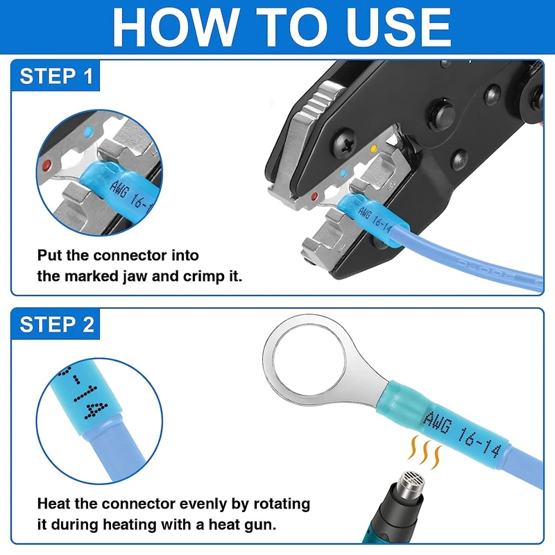 Connettori per cavi termoretraibili di grado marino da 560 pezzi-Kit di connettori elettrici AWG22-10 connettore a crimpare isolato impermeabile