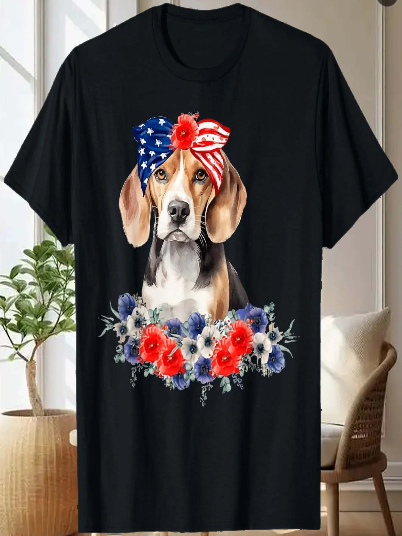 

Beagle Dog Bandana American Flag 4th Of July T-Shirt
