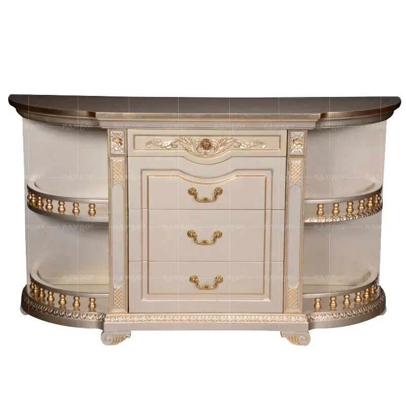 

Luxury European style entrance cabinet Solid wood carved hall decorative cabinet French side wine cabinet