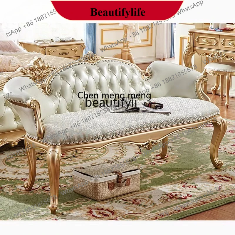 

z183 Прикроватная тумбочка из цельного дерева, роскошная кожаная тумбочка с французской гравировкой и золотой кнопкой, прикроватный диван, табурет