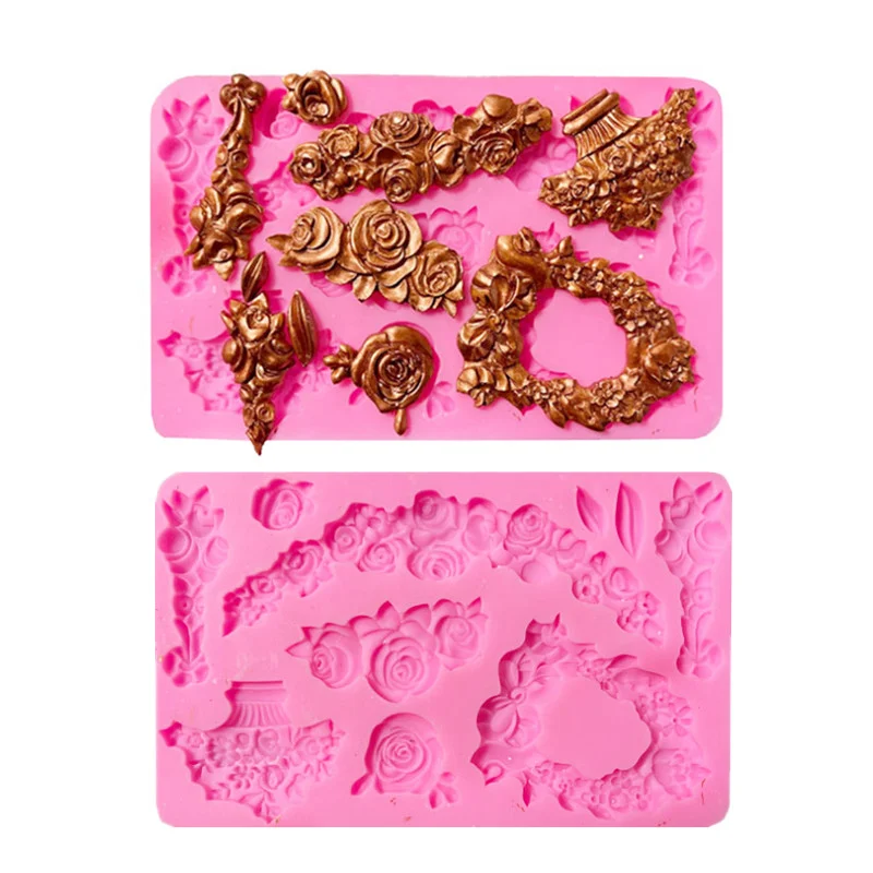 Aouke Cake Border Silicone Mold DIY Cake Baking Decoration Braided Rope Pearl Strip Fondant Cake Decoration Border Silicone Mold
