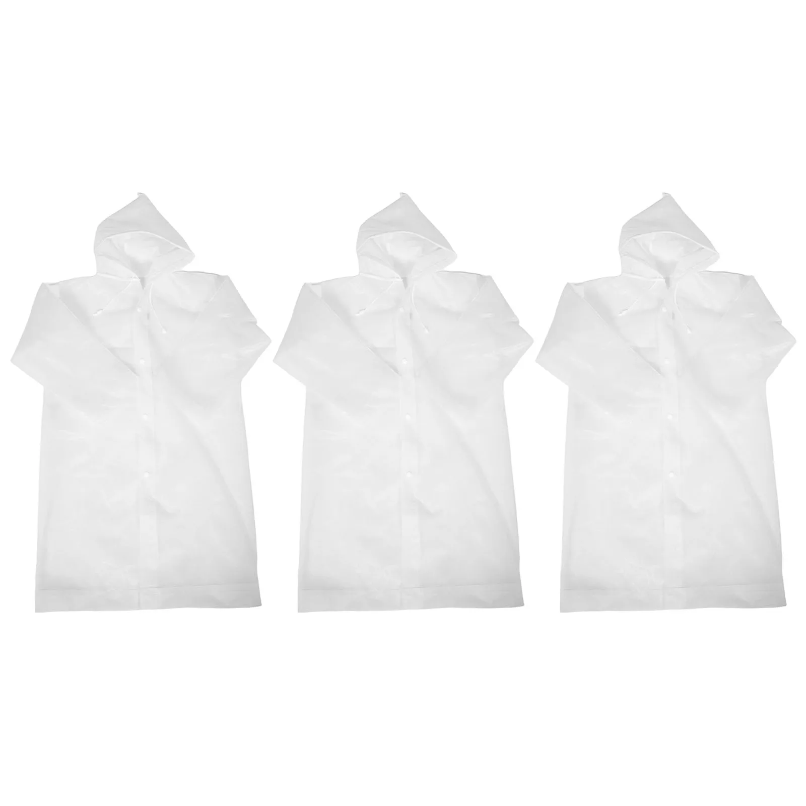 

3pcs Raincoat Waterproof Lightweight Eva Rainwear With Adjustable Hood For Outdoor Travel School Use Portable Rain