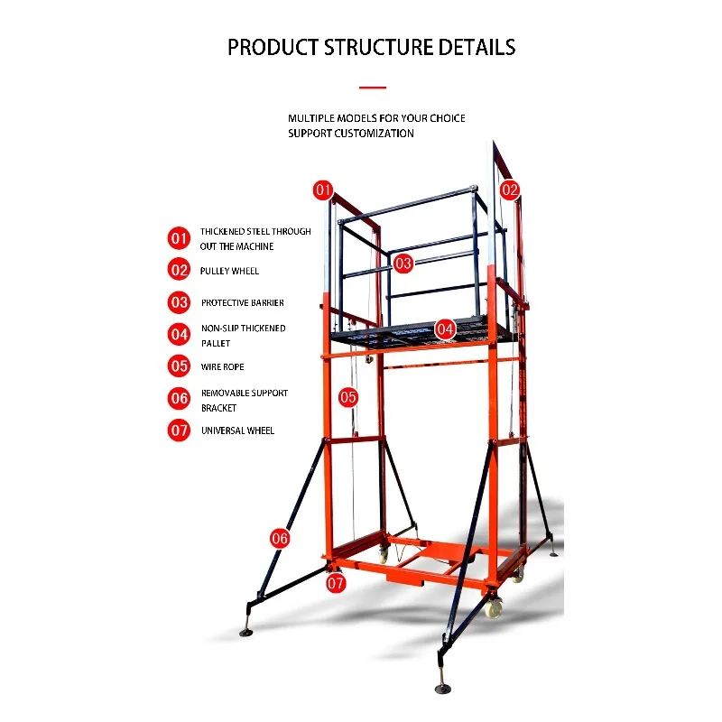 Plate-forme élévatrice pour la construction de décoration, élévateur de fret intérieur, échafaudage électrique