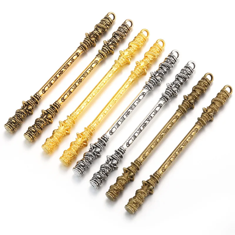 5PCS/Lot Alloy Wukong Weapons Golden Cudgel Charms For Keychain Pendant DIY Handmade Jewelry Accessory 83X3mm