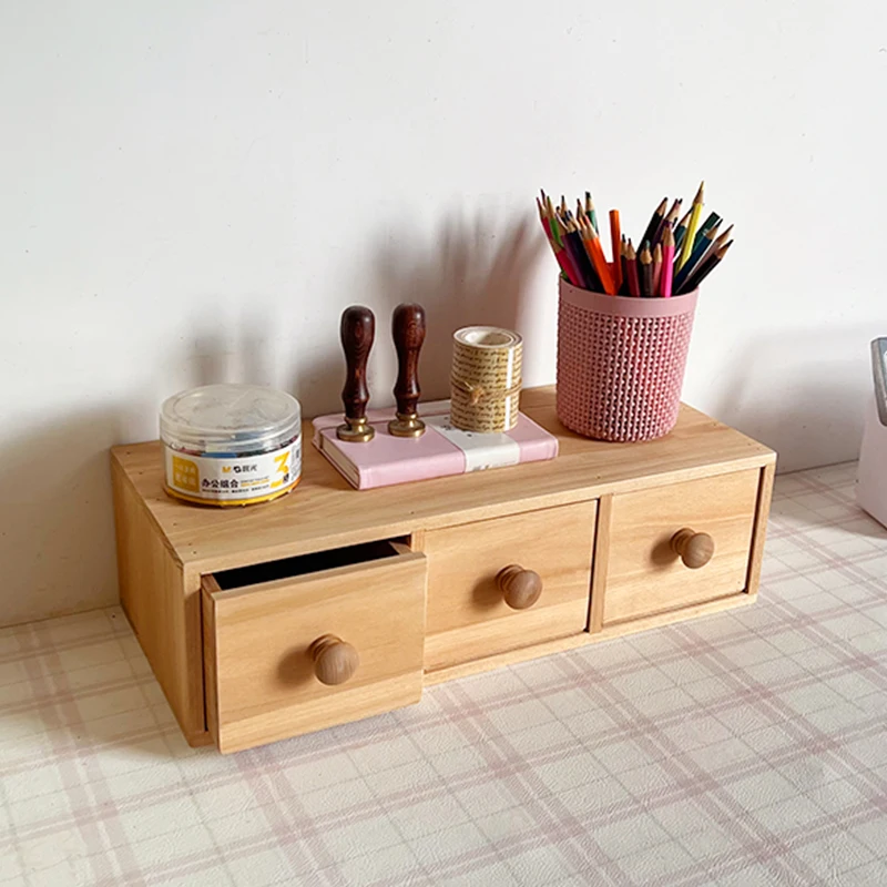 Modern Household Storage Box Solid Wood Multi Drawer Cabinet Office Desktop Organizer Compact Space-Saving Storage Cabinets