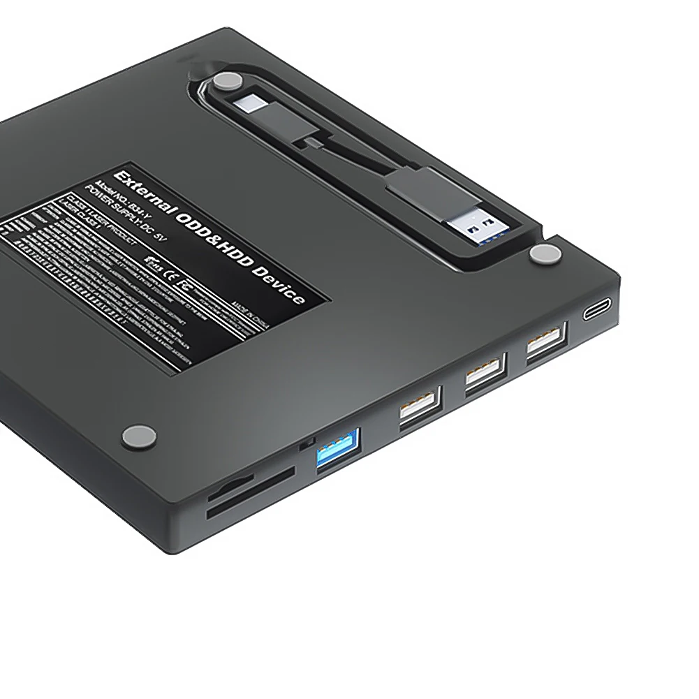 7 In 1 Usb3.0 Type C Dvd-Speler Brander Lezer Met Kaartlezer Usb Hub 7-In-1 Usb3.0 Usb C Externe Cd Dvd Drive Slanke Dvd-Brander