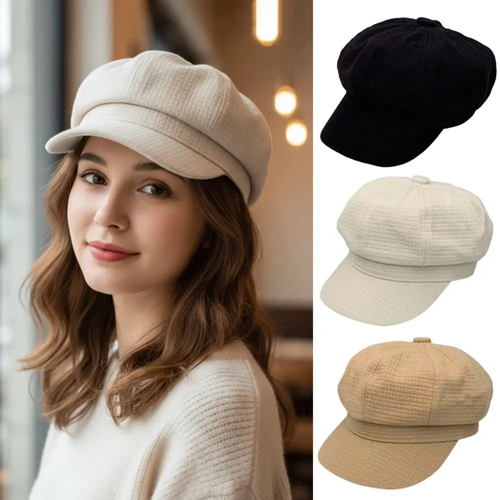 

High-rise Style Octagonal Women Berets Retro Soft Fabric Newsboy Hat Winter Accessories Buckets Hat Autumn Winter