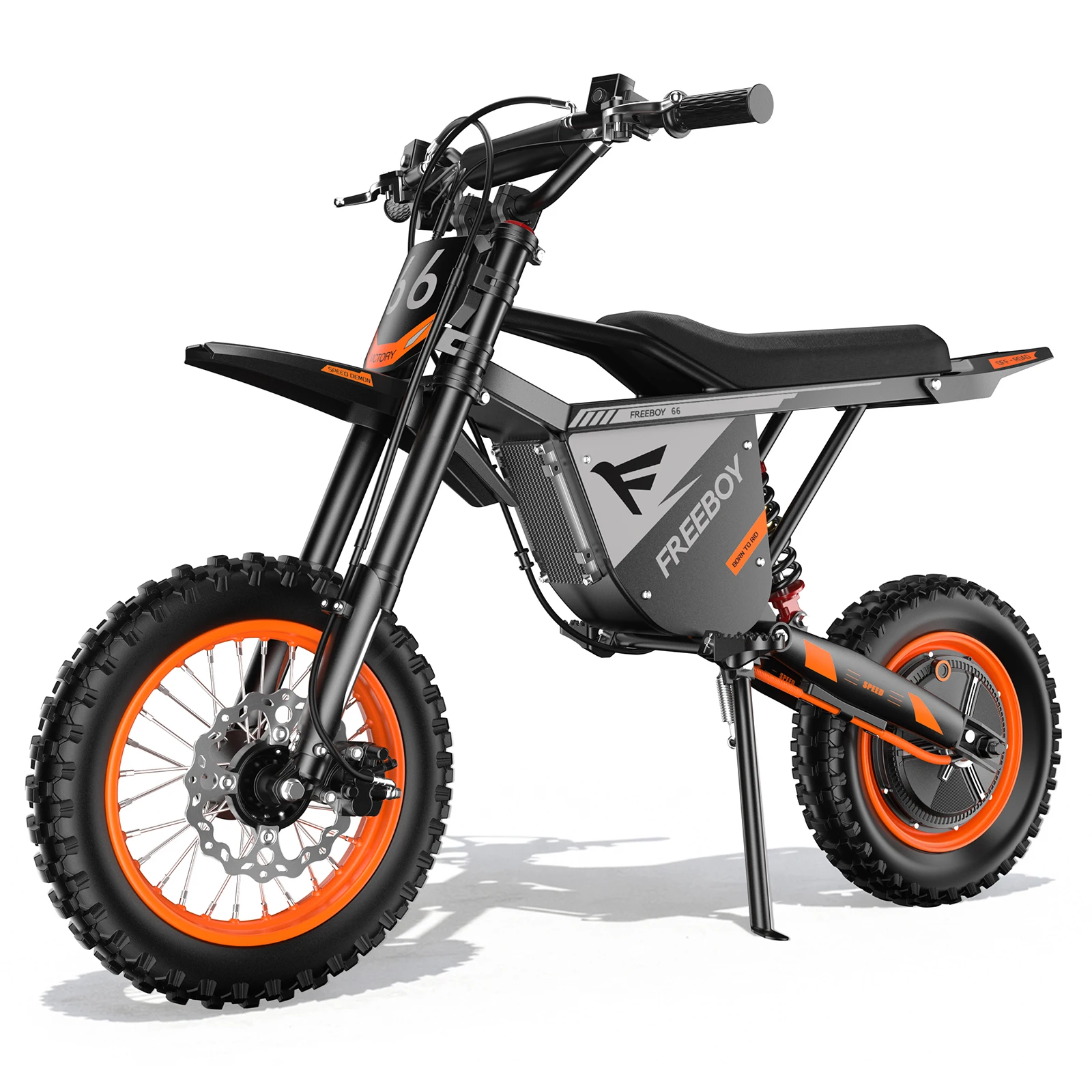 Y66 FREEBOY Adult Electric Dirt Bike 2000W Rear Motor 48V 22.5Ah Battery 34MPH Max Speed 12"+10" All Terrain Fat Tire Off Road Electric Motorcycle Hydraulic Disc Brake Electric Motorbike for Outdoor Mountain Trail Riding