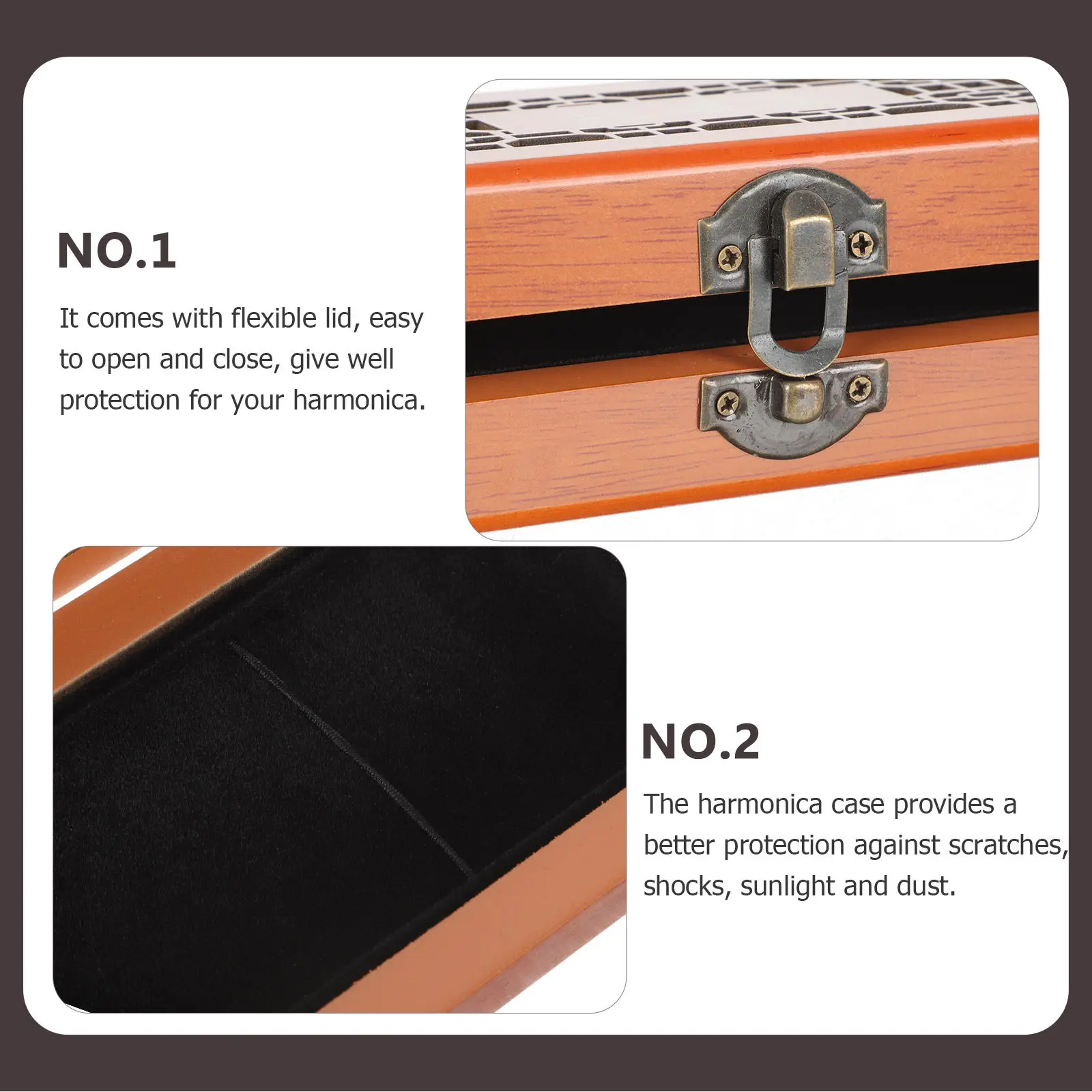 

Harmonica Storage Box 24 Hole Wood Harmonica Case Protective Carrying Bag Compact Portable Storage Pouch for Travel Musical