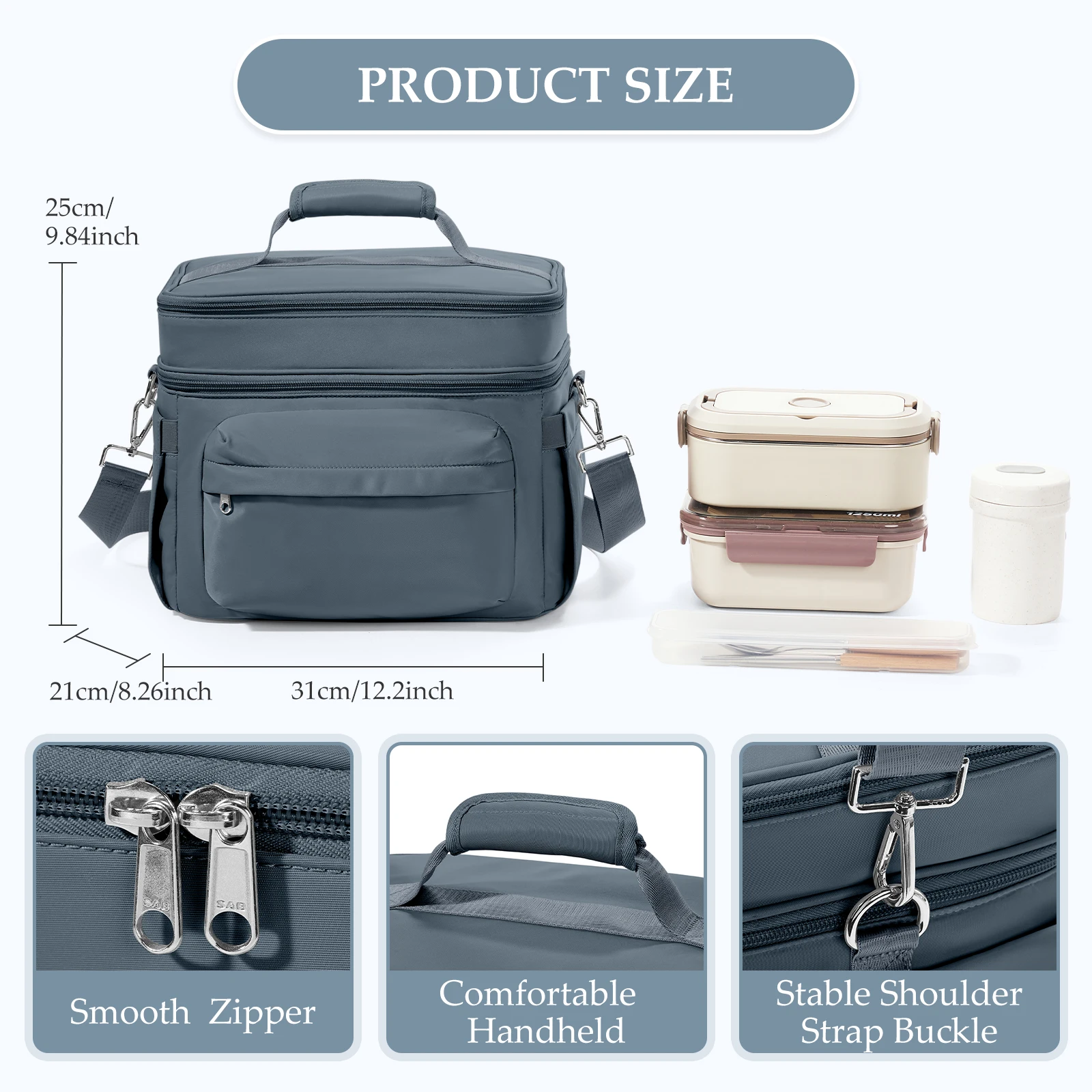 Large-Capacity Hand-Held With Shoulder Strap Finsulated Lunch Bag For Women,Student Thickened Waterproof Insulated Lunch Box Bag