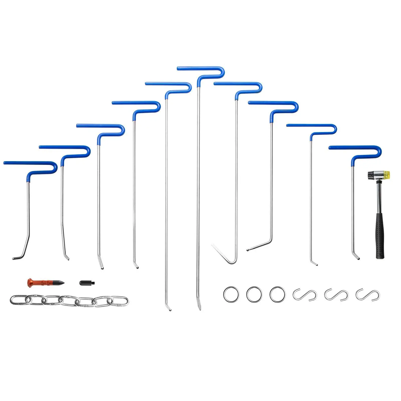 

Professional Dent Repair Kit 20 Pcs Stainless Steel Rods Whale Tail Tool For Minor Dents