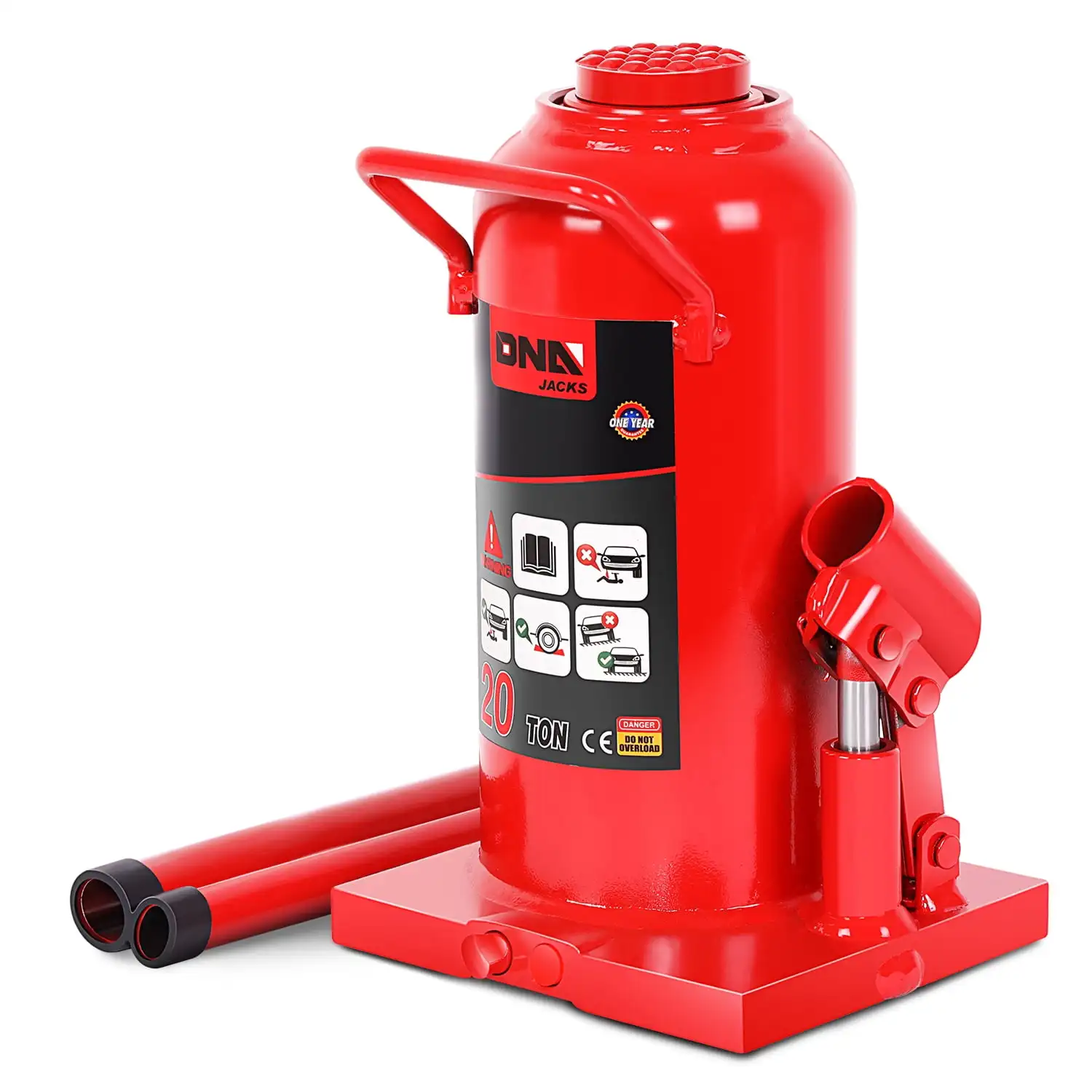 

TOOLS-00362 17.8" 20 Tons (40000 lbs) SUV Auto Repair Steel Adjusted Automotive Hydraulic Welded Bottle Jack Red