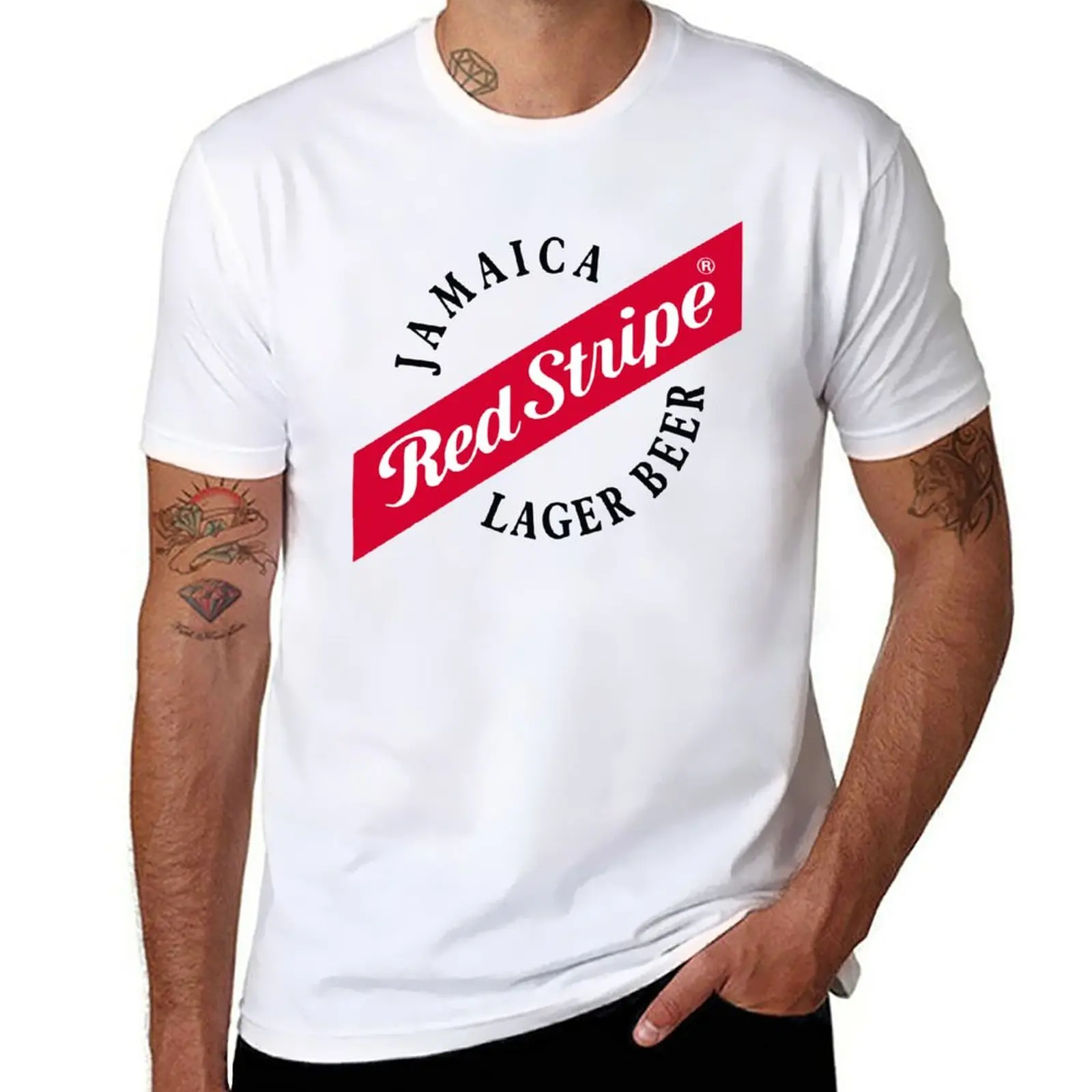 New Red Jamaica Stripe Beer, Lager Beer Jamaica T-Shirt graphic t shirts animal print shirt for boys mens clothes