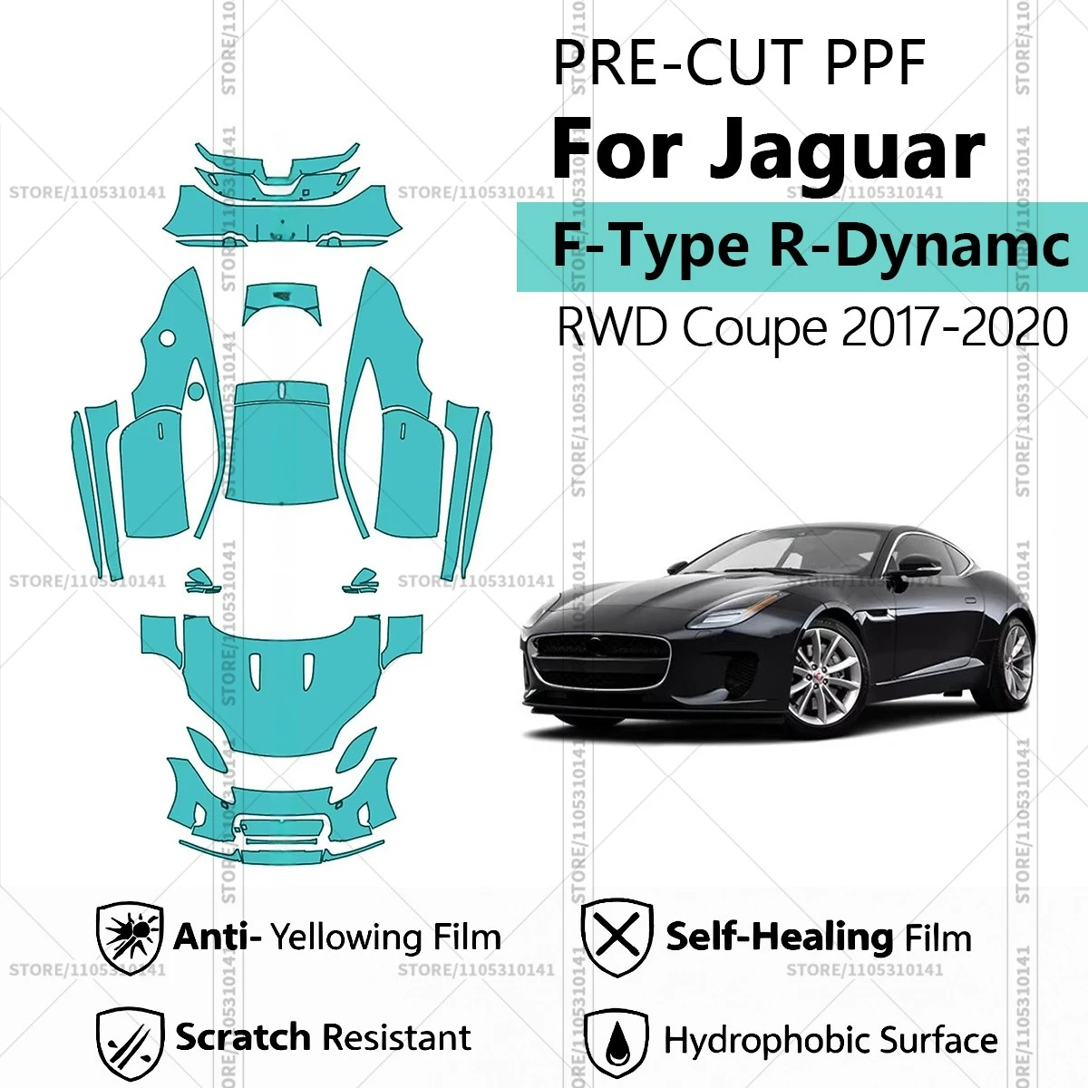 

Pre-Cut Paint Protection Film PPF Transparent Car Film Automotive PPF For Jaguar F-Type R-Dynamc RWD Coupe 2017-2020